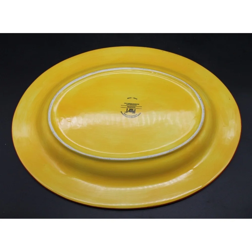 Pier 1 Karistan Hand Painted Earthenware Ceramic Serving Platter 16 in x 13 in